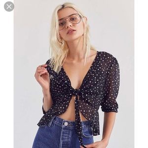 Urban Outfitters Kimchi Blue Tie-Front Peplum Top